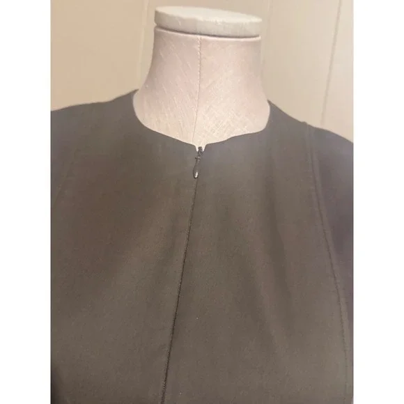 AKRIS PUNTO Sz 8 Taupe Belted Sheath Dress Cotton Blend Knee Length Quiet Luxury - Picture 4 of 10